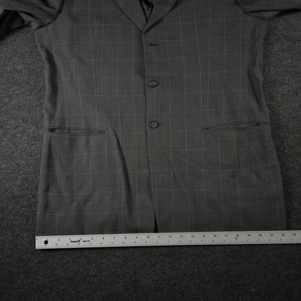 Armani Collezioni Gray Windowpane Blazer Wool 3 Button Jacket Men's 44L
